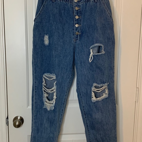 Distressed Paperbag Jeans - Picture 1 of 2